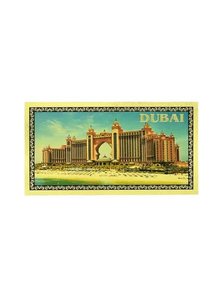 Сувенирная магнитная наклейка или открытка "Отель Atlantis The Palm, Дубай", коллекционная карта с золотым тиснением, подарок путешественнику
