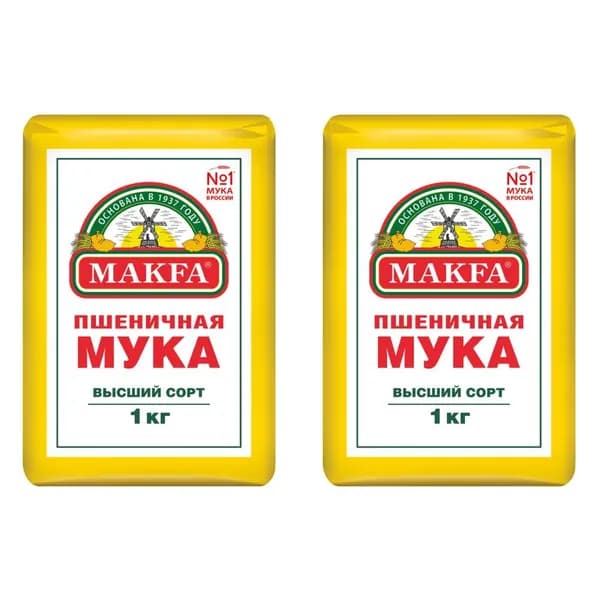 Макfа Мука высший сорт 1 кг, 2 уп/