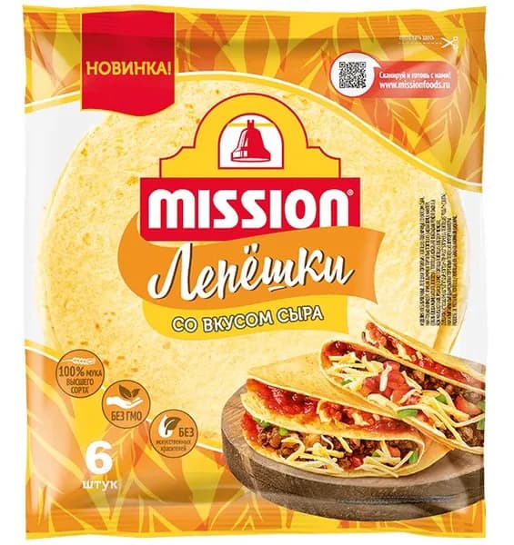 Лепешки Mission Тортильи со вкусом сыра 250 гр