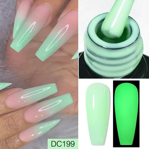 MTSSII Гель лак СВЕТЯЩИЙСЯ в темноте, 7ml резиновый базовый гель зеленый