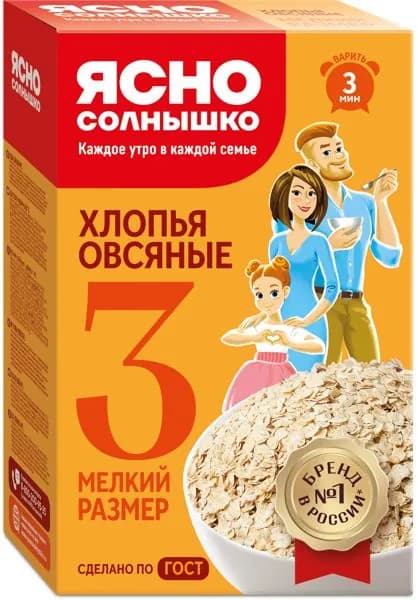 Хлопья овсяные Ясно Солнышко 3 мин № 3 Петербургский МК к/у, 350 г