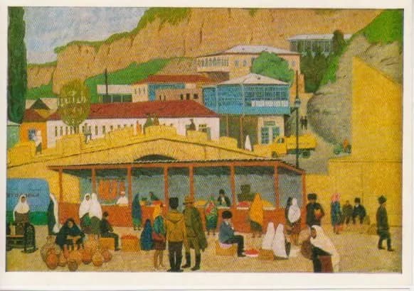 Ефимов - Базар в Балхарах. Винтажная открытка.
