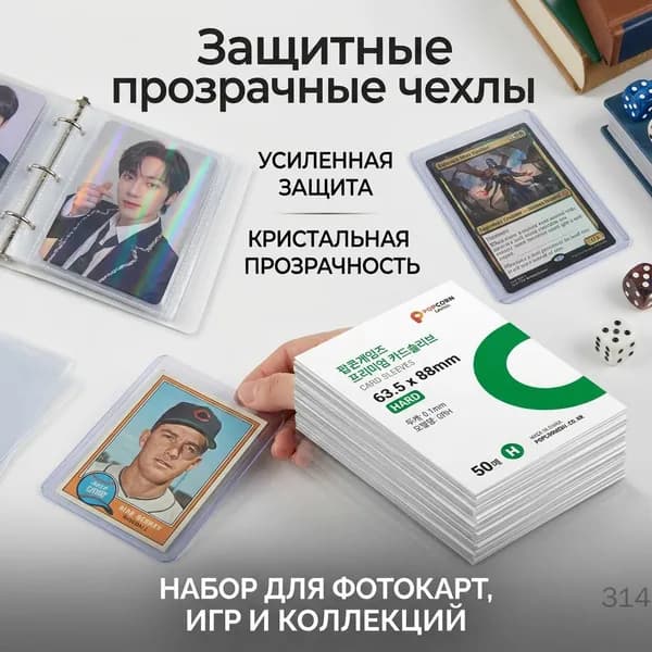 Защитные прозрачные чехлы для фотокарт набор