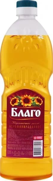 Масло подсолнечное БЛАГО растительное нерафинированное , 650 г *2 шт.