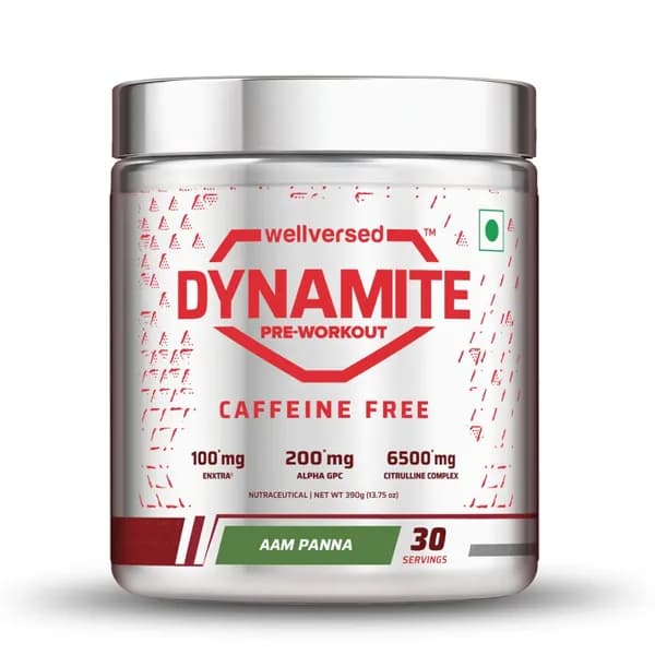 Wellversed Dynamite динамит бесплатный кофеиновый комплекс для тренировок мужчин 30 порций, аам панна фокуса и повышения энергии с цитрулина 6500 мг, 390 г