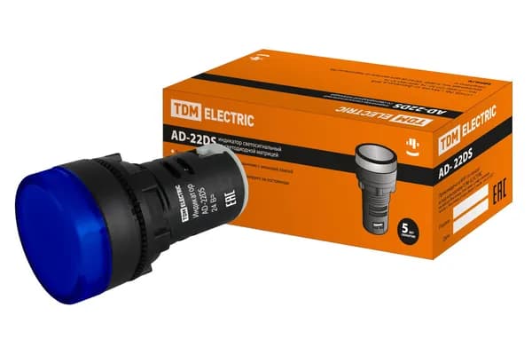 Лампа AD-22DS (LED) матрица d22мм синий 24В AC/DC TDM SQ0702-0022