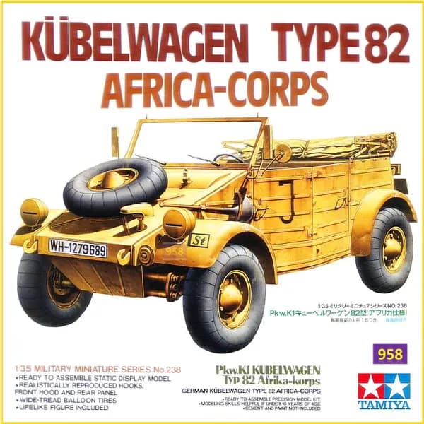 Tamiya 35238 1/35 Немецкий Kubelwagen Type 82 Africa-Corps сборная модель автомобиль