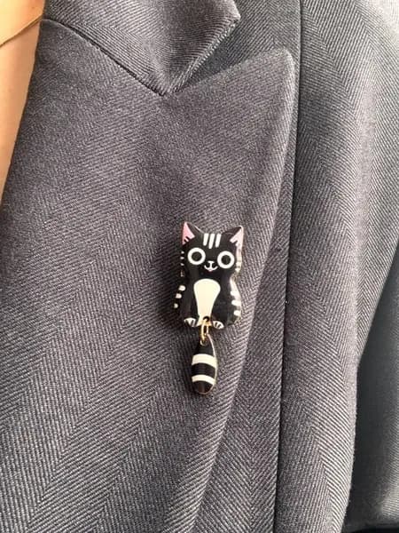 Брошь Котик с хвостиком в подарочной коробочке