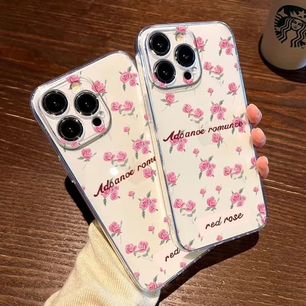 с цветочками на Айфон 16 Про Макс/Apple iPhone 16 Pro Max, Розовая роза, розовый