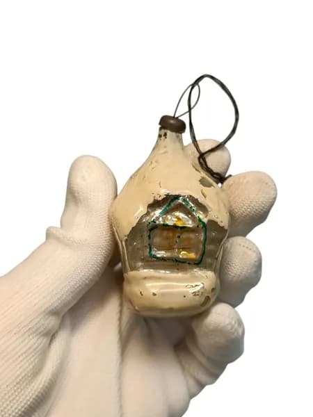 Советская винтажная елочная игрушка, Домик. Сделано в СССР.