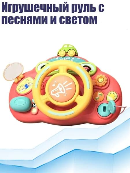 Игрушечный руль с песнями и светом, красный