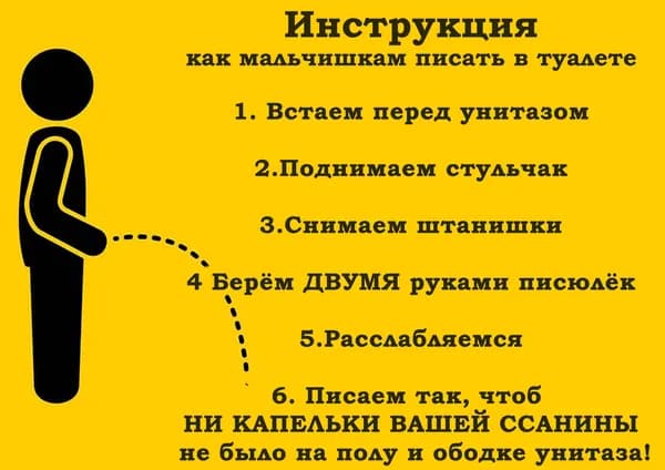 Плакат "Инструкция "как писать в туалете", Формат А4", 30х21 см