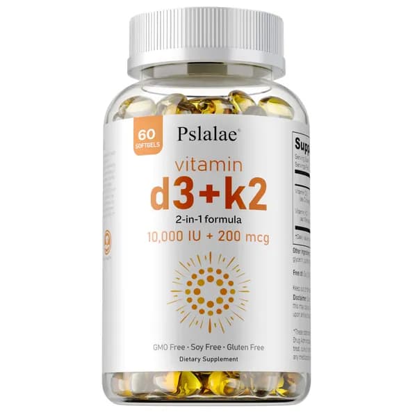 Мягкие капсулы Pslalae с витамином D3+K2 поддерживают здоровье костей, усвоение кальция и функцию иммунной системы.
