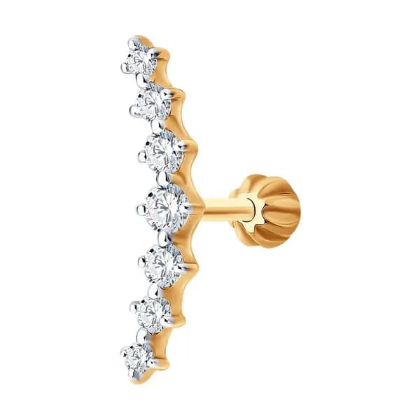Одиночная серьга из золота DIAMANT-ONLINE с фианитом 585 пробы