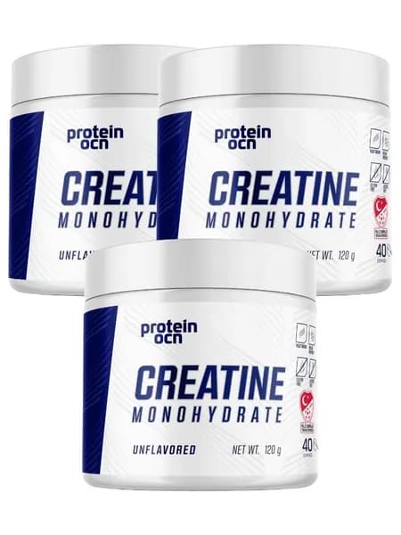 Protein Ocean Creatine Monohydrate, креатин моногидрат, микронизированный, без вкуса, 200 mesh, 360 г, набор из 3 упаковок