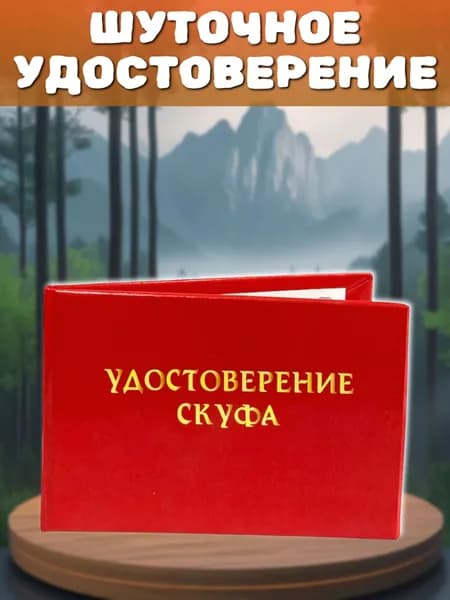 Бланк Удостоверение шуточное "СКУФА", прикольный подарок другу, брату, для розыгрышей, пранков