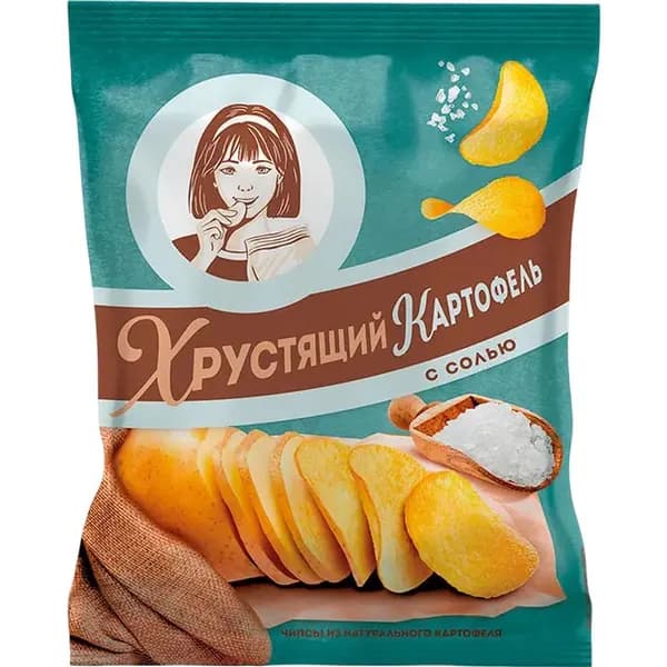 Хрустящий картофель Чипсы соль, 40 г, 1 штука