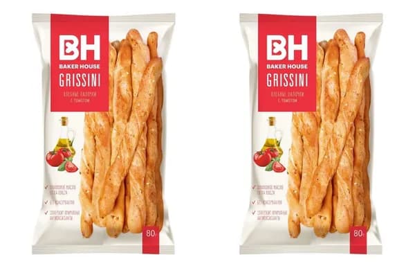 Baker House Хлебные палочки Grissini, c томатом, 80 г, 2 уп