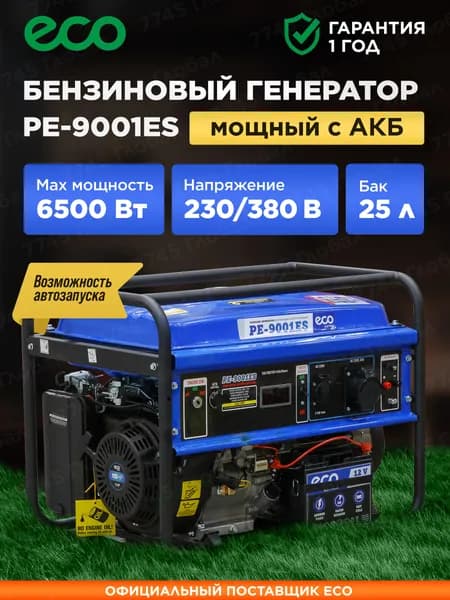 Генератор бензиновый (электростанция) ECO PE-9001ES