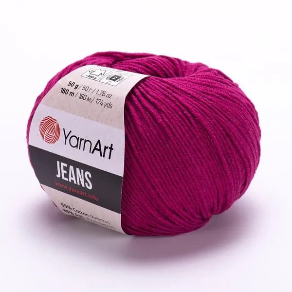 Пряжа Jeans (YarnArt) - 91 (рубин) - 1 моток, 55% хлопок, 45% полиакрил, (50г, 160м) нитки для ручного вязания
