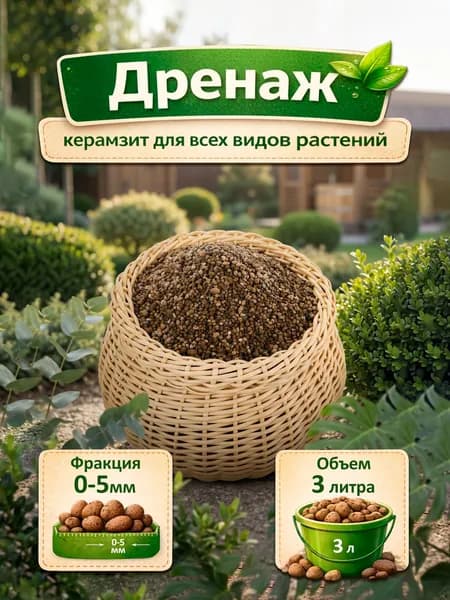 Керамзит для растений дренаж 3 л, Фракция 0-5 (мелкий)