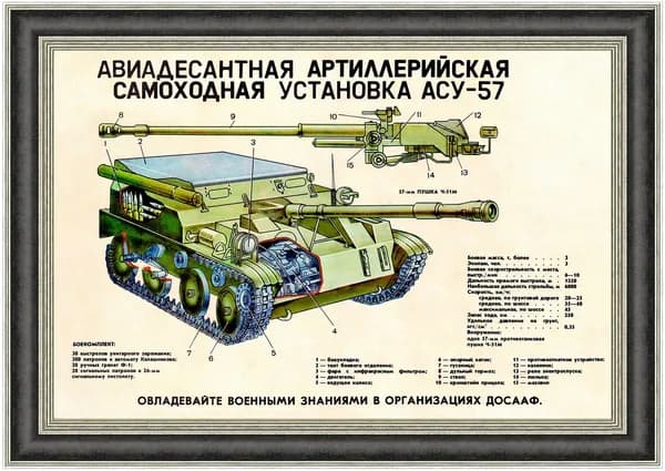 Авиадесантная самоходная установка АСУ-57. Советский плакат А3_033.