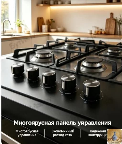 Кухонная газовая плита с четырьмя конфорками и газовым духовым шкафом, широкая варочная панель 50 см с мощным