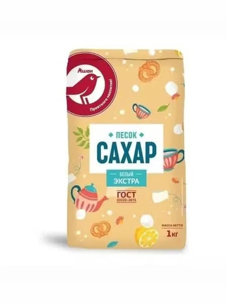 Сахар-песок АШАН Красная птица Экстра 1 кг