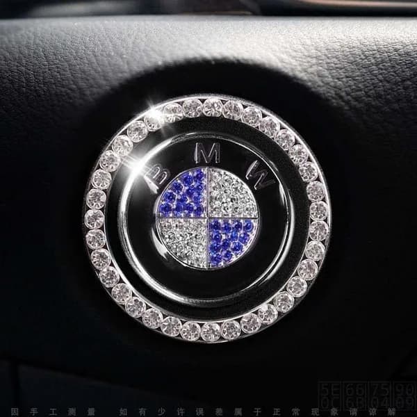Декоративная наклейка с бриллиантом на кнопке запуска автомобиля (BMW)