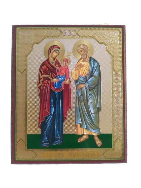 Икона Святые праведные Иоаким и Анна с молитвой на оргалите, 10х12 см