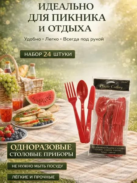 Одноразовые приборы столовые прочные для праздника