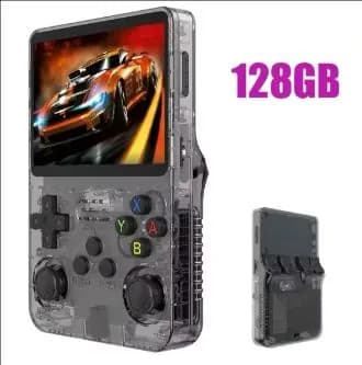 Портативная игровая консоль R36S, 3,5-дюймовый IPS-экран, 128 ГБ, классические игровые консоли в стиле ретро, система Arkos, портативный карманный видеоигровой плеер
