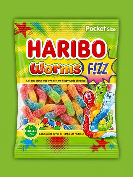 Мармелад HARIBO Кислые Червячки (Fizz Worms) 160г