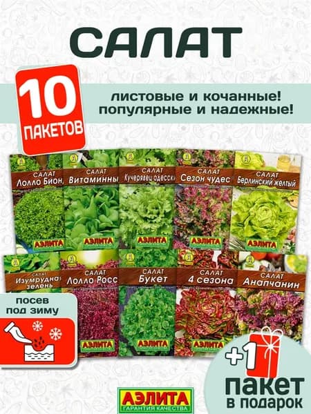Семена Салата серия лидер 10 пакетов