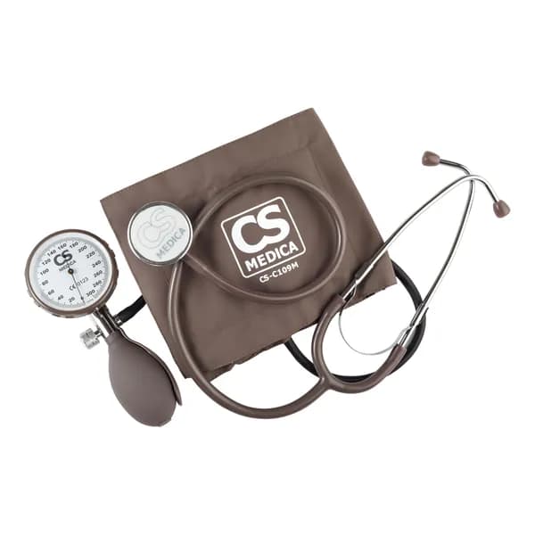 Тонометр механический CS Medica CS-109-Pro в комплекте с фонендоскопом, увеличенным манометром и 3 манжетами без фиксирующего кольца, для окружности плеча 17 - 24 см, 22 - 38 см и 34 - 50 см
