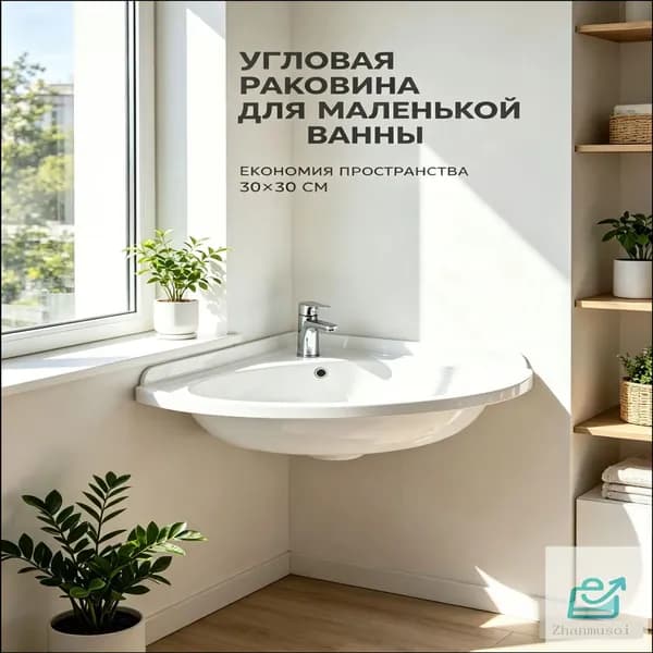 Стенная Угловая Раковина Из Пластика Для Малых Ванных Комнат, 1 Штука
