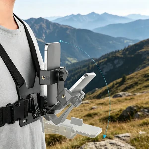 Регулируемый грудной ремень-держатель для смартфонов и экшн-камер GoPro с поворотным креплением на 360