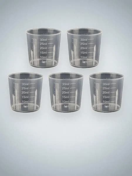 5 мерных стаканов для жидкости, 30 ml