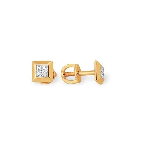 Серьги из красного золота 585 пробы с натуральными бриллиантами