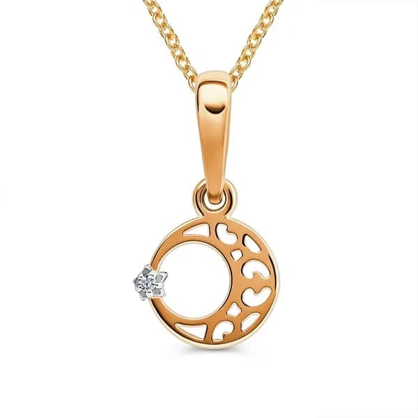 Подвеска на шею с фианитом из красного золота 375 пробы 585GOLD