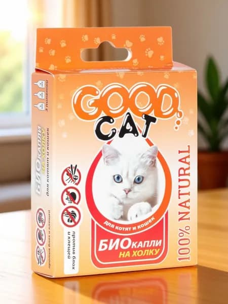 Капли от блох и клещей Good Cat для кошек, котят и мелких собак, 3 пипетки по 1 мл