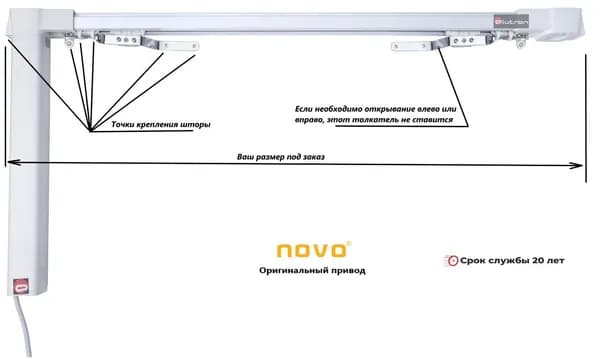 Электрокарниз NOVO N21Pro (управление пульт+фазное)
