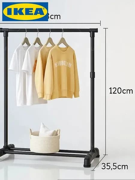 IKEA Вешалка напольная 119.5х63х35.5 см на колесах abs пластик черный
