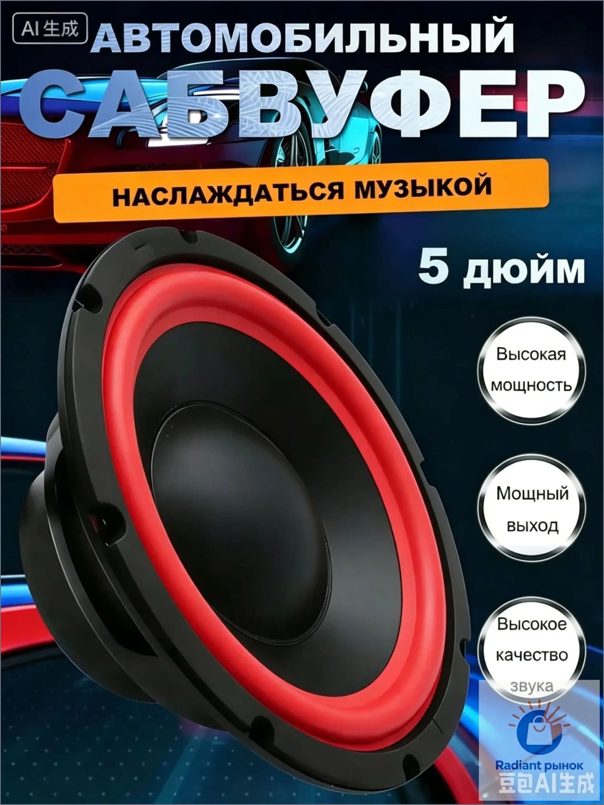 Сабвуфер автомобильный, 13 см (5 дюйм.)