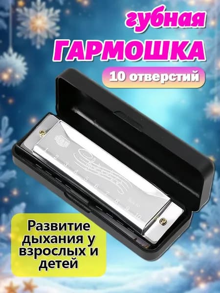 Губная гармошка диатоническая, серебряная