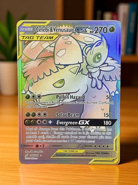 Портативные карты PKM X Настройка и прокси высококачественной Celebi Venusaur-GX Team Up (TEU) #182
