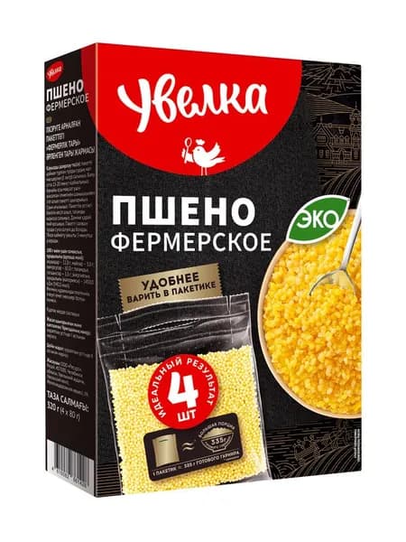 Увелка Пшено фермерское, 4 пакетика, 320 г, 1 уп