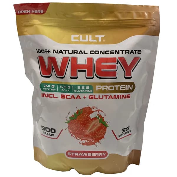 Протеин сывороточный Cult Whey Protein 80 - 900 грамм, клубника (новый дизайн!)