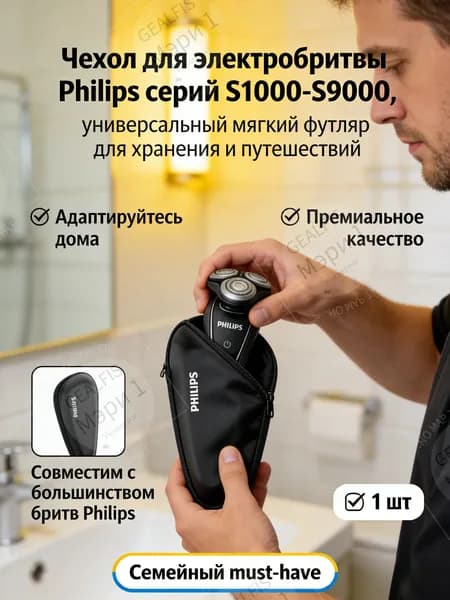 Защитный мягкий чехол для электробритвы Philips S1000-S9000, компактный футляр для командировок, водоотталкивающая ткань, универсальный размер для всех моделей линейки S