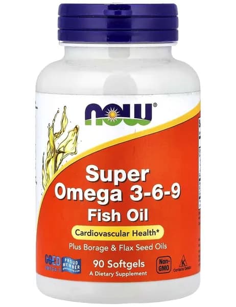 NOW Super Omega 3-6-9 Fish Oil 1200 mg 90 softgels / Супер Омега 3-6-9 1200 мг 90 капсул NOW США / Для укрепления иммунитета, здоровья сердца и сосудов, печени, кожи
